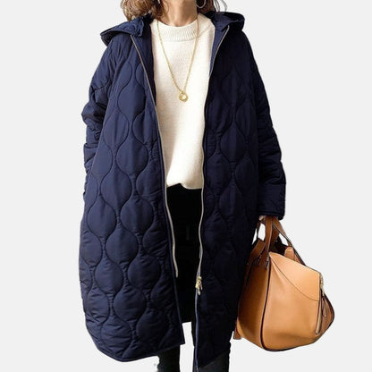 Women’s Quilted Coat – Relaxed Fit – Full Length – Hooded – Soft Padded Cotton Feel 5