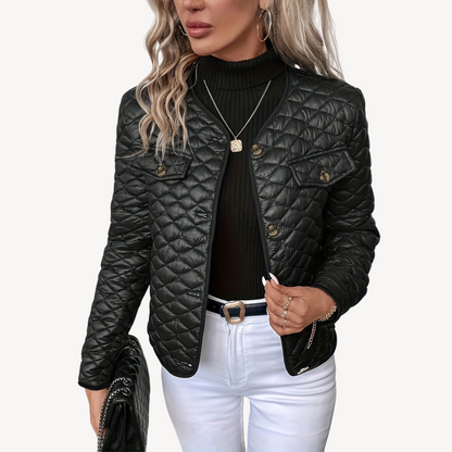 VogeLuxe | Women’s Elegant Quilted Button-Front Coat