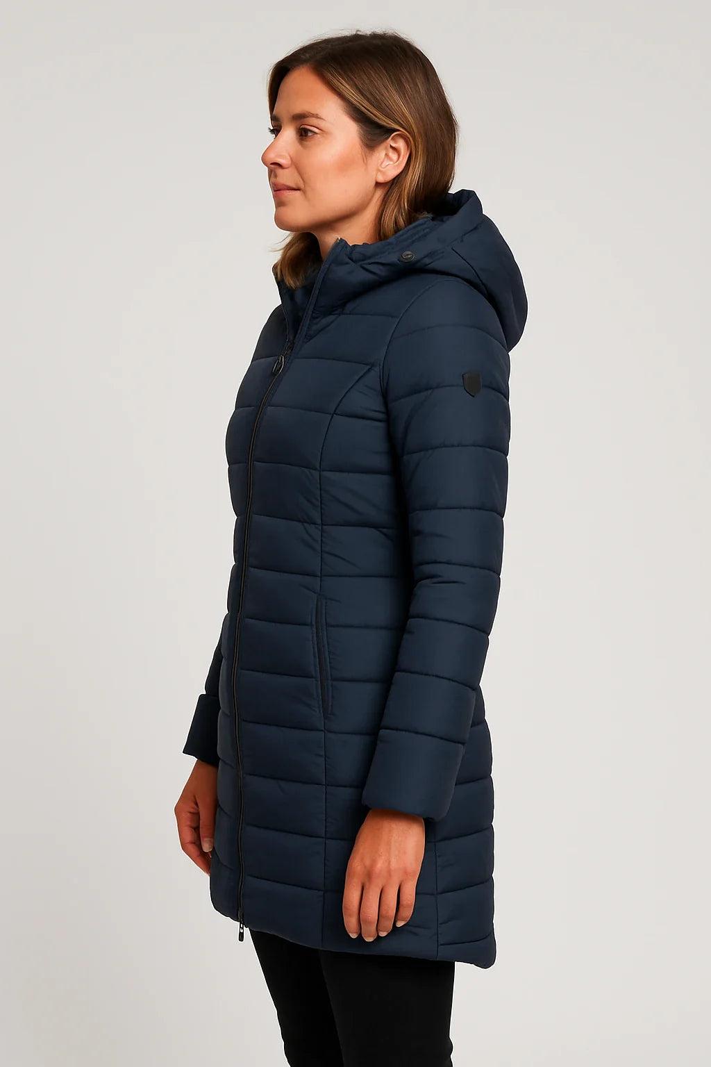 Women’s Quilted Puffer Hooded Coat – Mid-Length Style 1