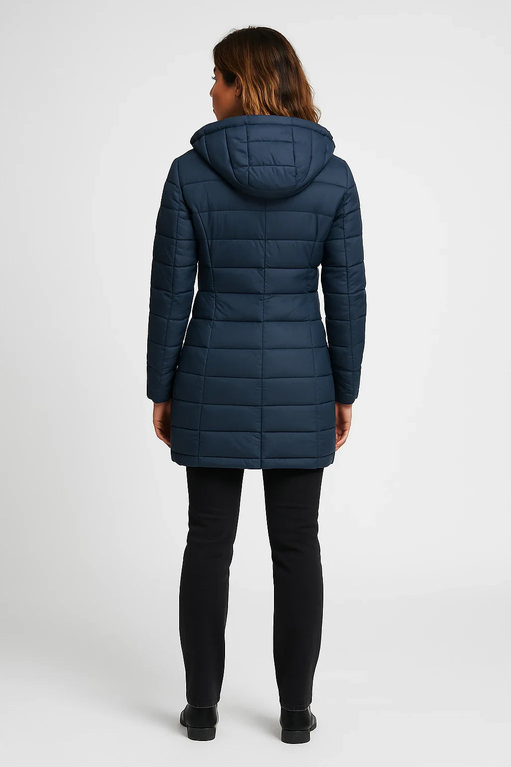 Women’s Quilted Puffer Hooded Coat – Mid-Length Style 2