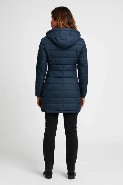 Women’s Quilted Puffer Hooded Coat – Mid-Length Style 2