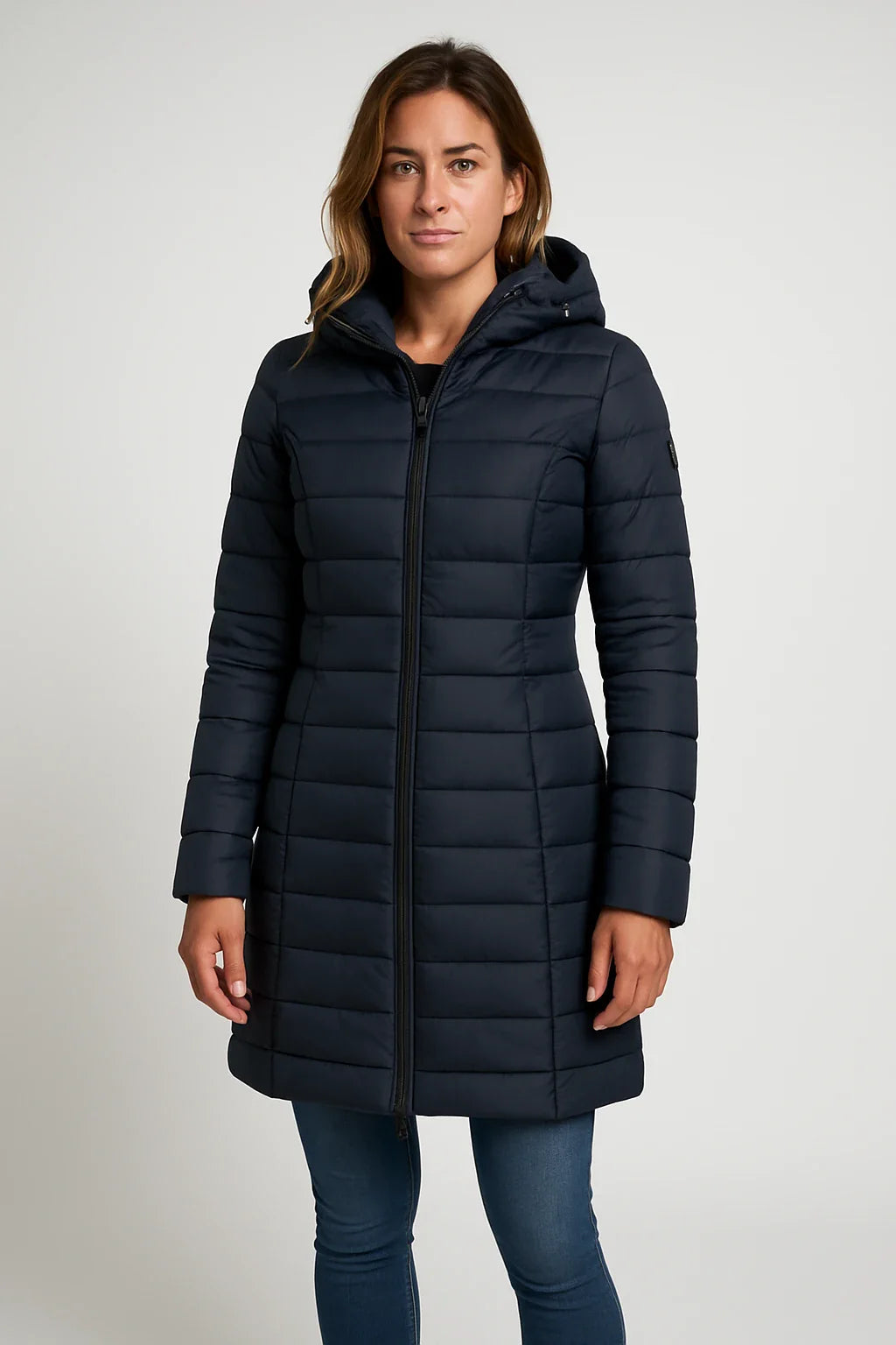 Women’s Quilted Puffer Hooded Coat – Mid-Length Style 3