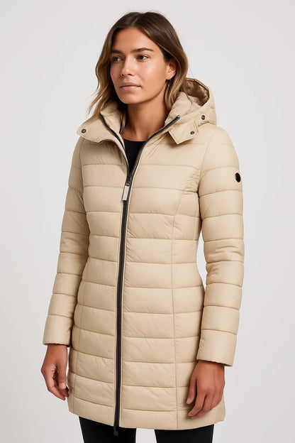 Women’s Quilted Puffer Hooded Coat – Mid-Length Style 4