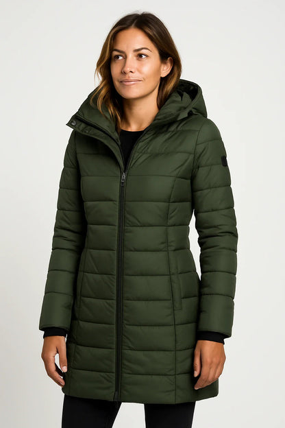 Women’s Quilted Puffer Hooded Coat – Mid-Length Style 5