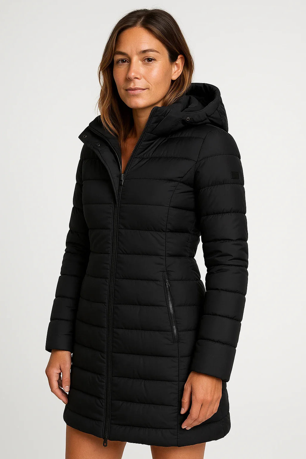 Women’s Quilted Puffer Hooded Coat – Mid-Length Style 6