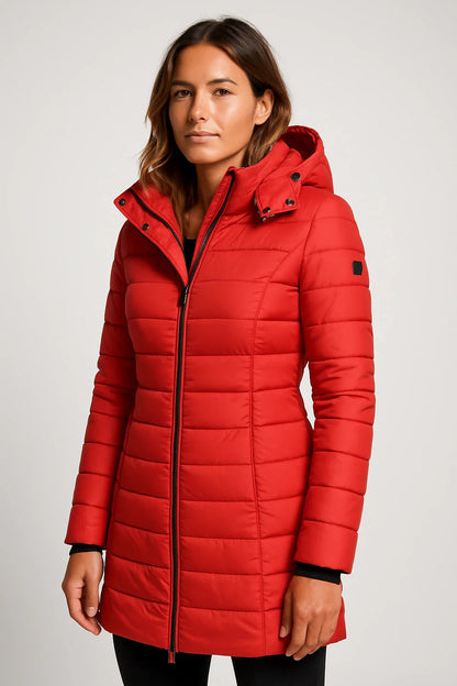 Women’s Quilted Puffer Hooded Coat – Mid-Length Style 7
