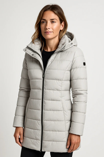 Women’s Quilted Puffer Hooded Coat – Mid-Length Style 8
