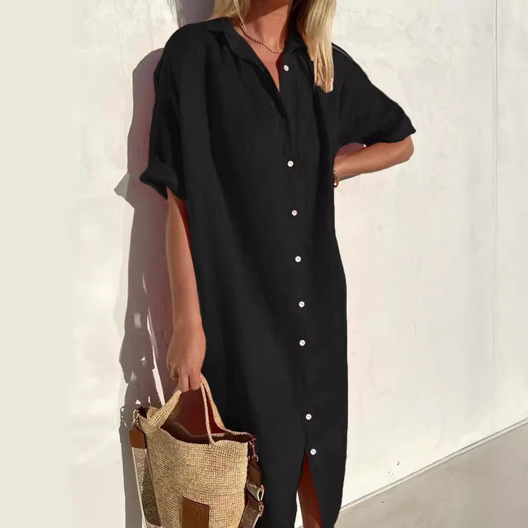 Casual Fit Short Sleeve Shirt Dress