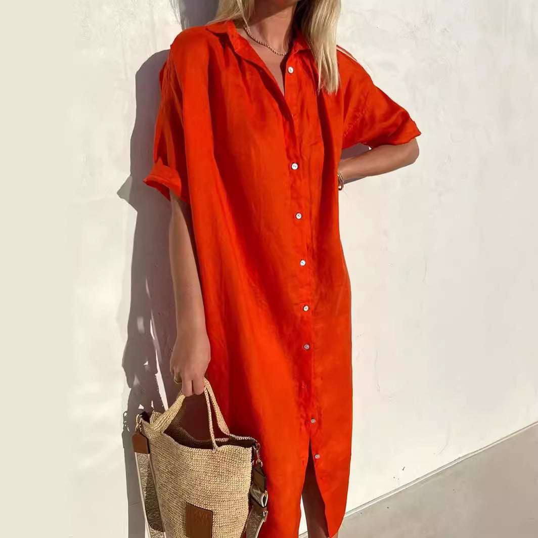 Casual Fit Short Sleeve Shirt Dress