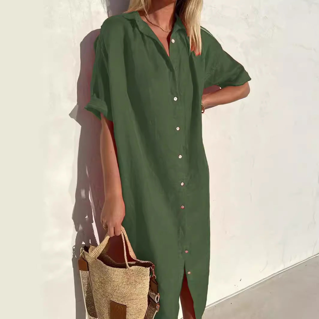 Casual Fit Short Sleeve Shirt Dress