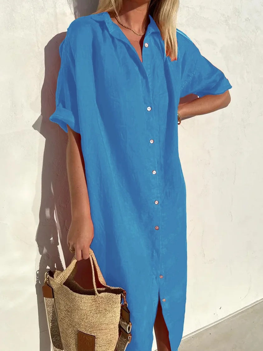 Casual Fit Short Sleeve Shirt Dress
