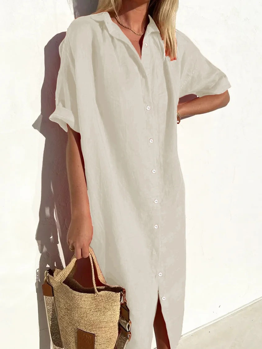 Casual Fit Short Sleeve Shirt Dress