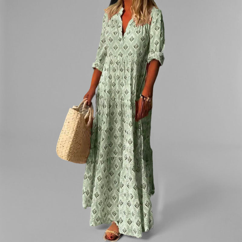 Ladies Floral Long Sleeve Maxi Dress