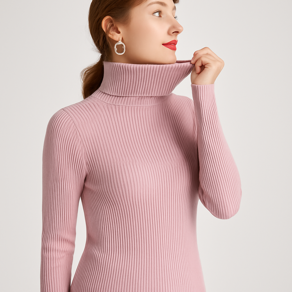 Women’s Ribbed Turtleneck Sweater – Classic Slim Fit Knit 3