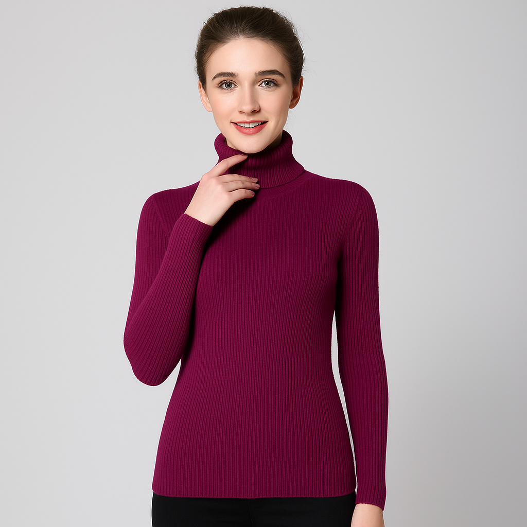 Women’s Ribbed Turtleneck Sweater – Classic Slim Fit Knit 7