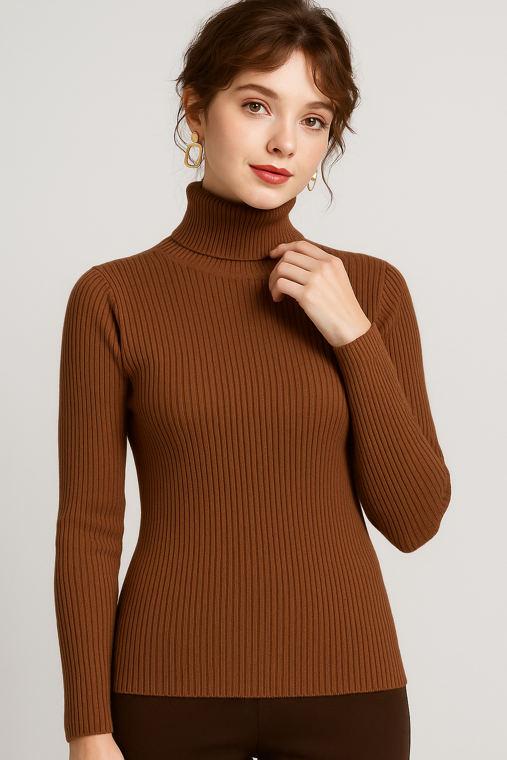 Women’s Ribbed Turtleneck Sweater – Classic Slim Fit Knit 8