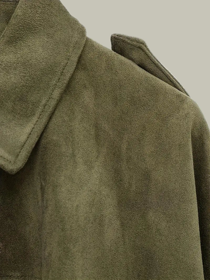 Women’s Short Jacket – Faux Suede, Oversized, Elasticated Hem 5