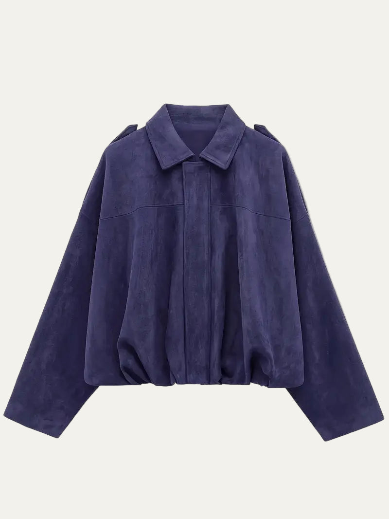 Women’s Short Jacket – Faux Suede, Oversized, Elasticated Hem 8