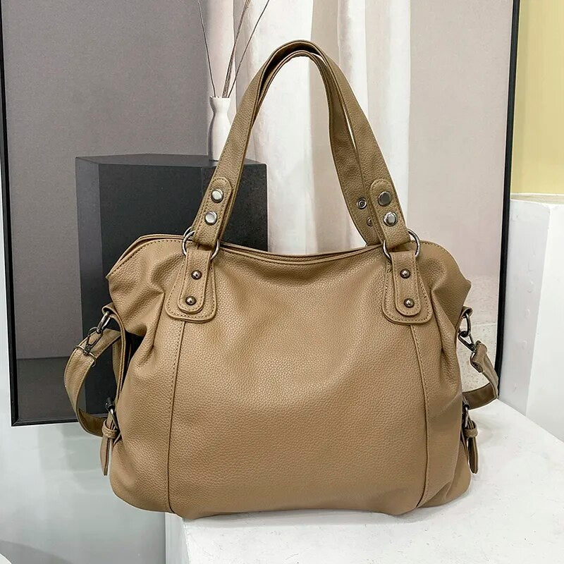 Ladies Leather Tote Bag with Zipper Top