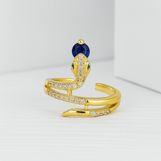 Affordable Silver Tone Snake CZ Ring - VogeLuxe