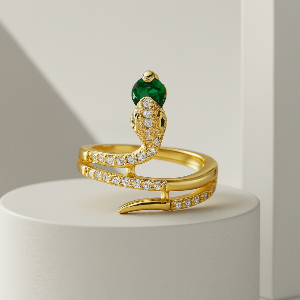 Affordable Silver Tone Snake CZ Ring