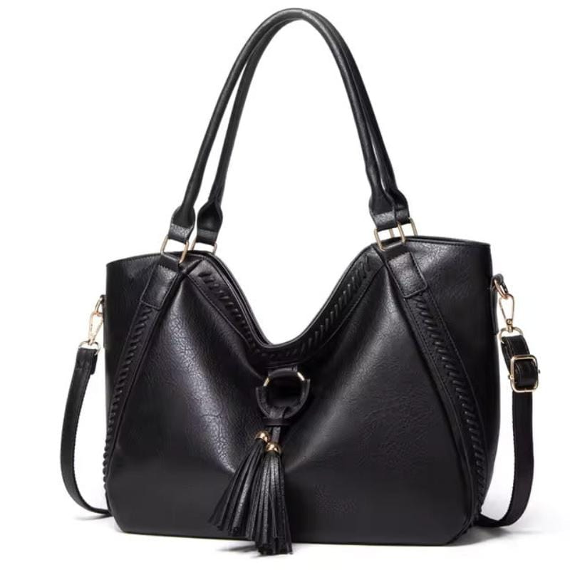 Large Leather Tote Handbag with Zipper Closure - BritishElegance