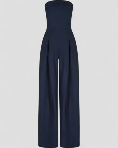 Women’s Strapless Wide Leg Jumpsuit with Pockets