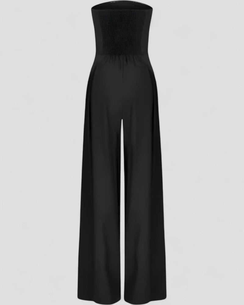 Women’s Strapless Wide Leg Jumpsuit with Pockets