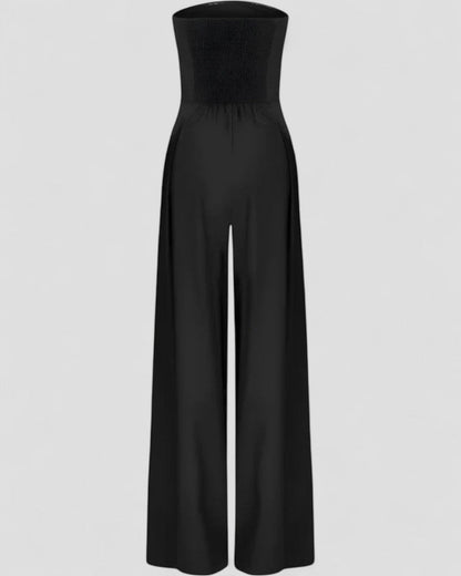 Women’s Strapless Wide Leg Jumpsuit with Pockets