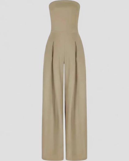 Women’s Strapless Wide Leg Jumpsuit with Pockets