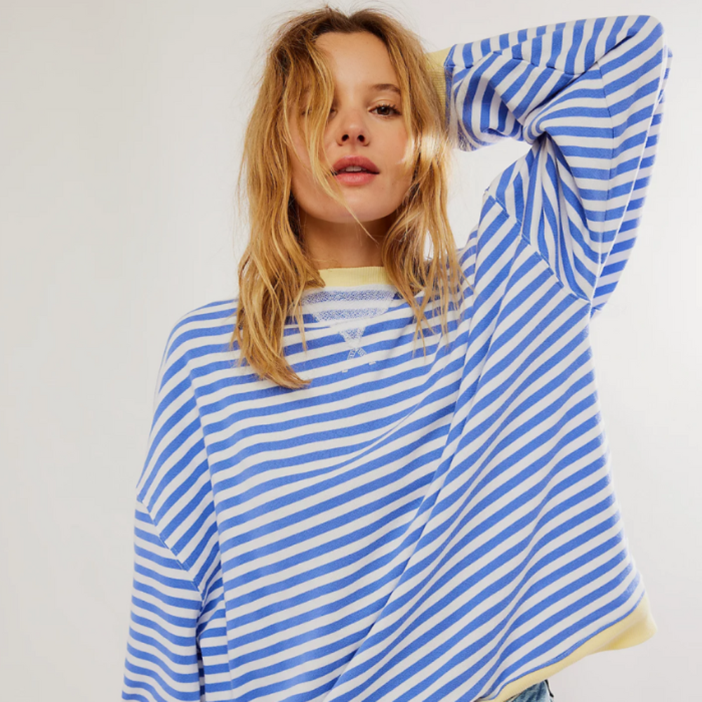 Comfy Women's Horizontal Stripe Relaxed Fit Tee