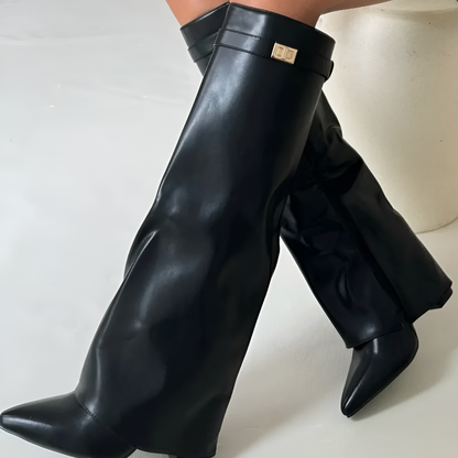 Luxury Suede Detail Low Heel Boots