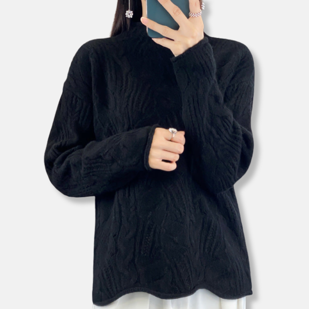 Women’s Sweaters– Loose Fit – Open-Knit Soft Knit – Mock Neck – Long Sleeve Casual Wear 2