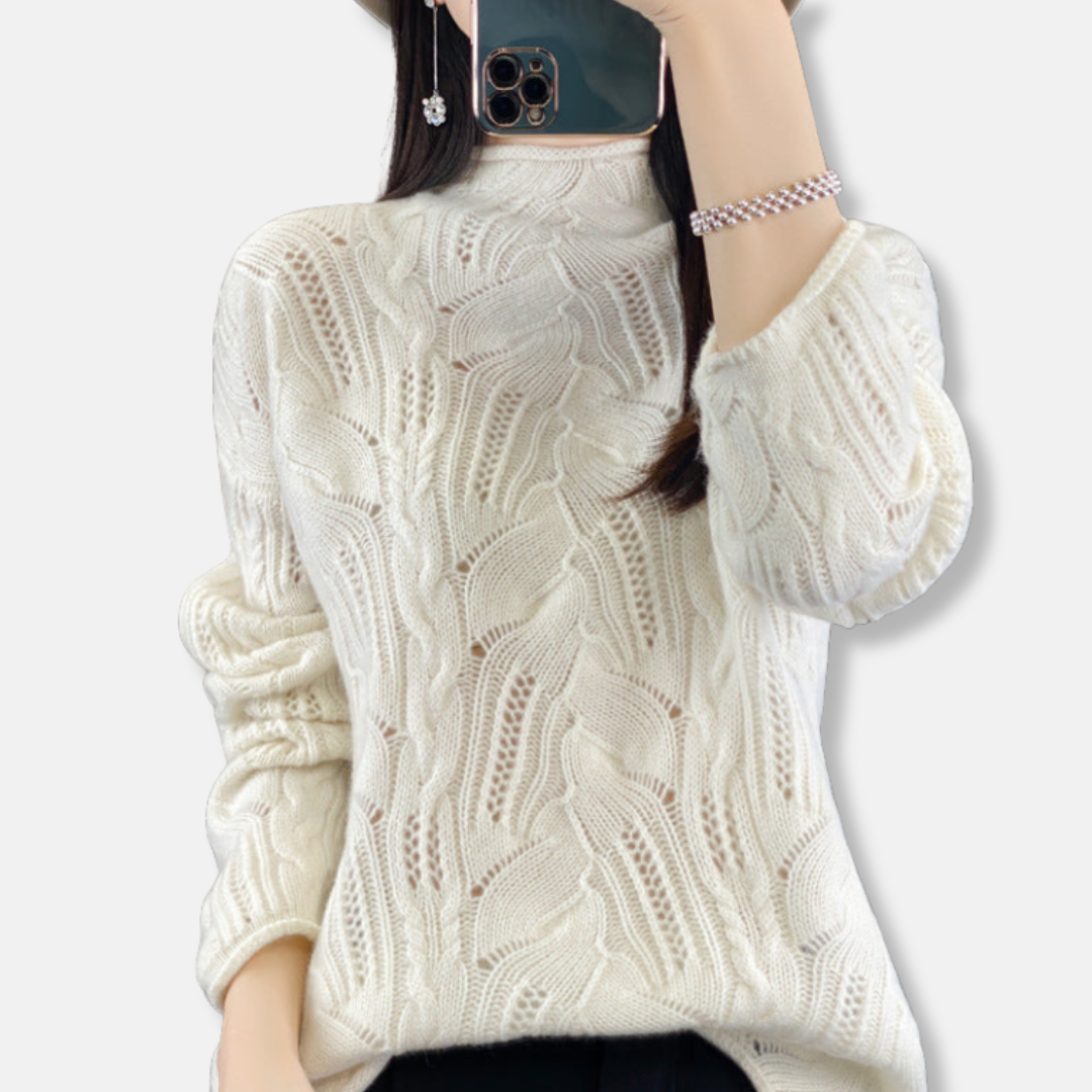 Women’s Sweaters– Loose Fit – Open-Knit Soft Knit – Mock Neck – Long Sleeve Casual Wear 3