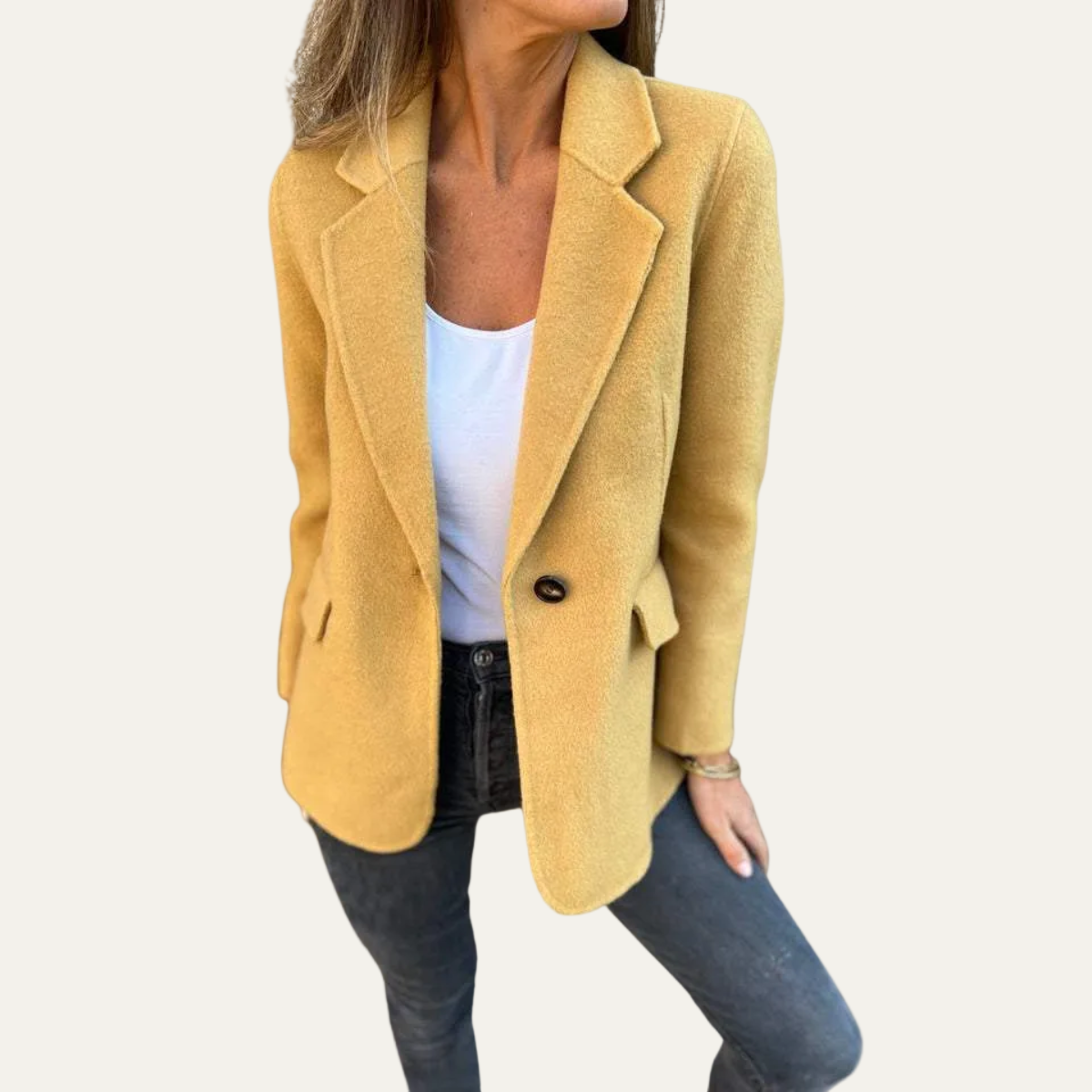 Women’s Tailored Blazer Jacket – Single Button, Notch Lapel, Flap Pockets 4