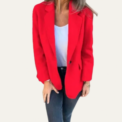 Women’s Tailored Blazer Jacket – Single Button, Notch Lapel, Flap Pockets 6
