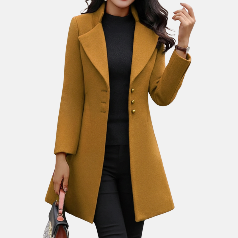 Women’s Tailored Coat – Slim Fit – Wool Blend – Notched Lapel – Mid Length Formal Style 2