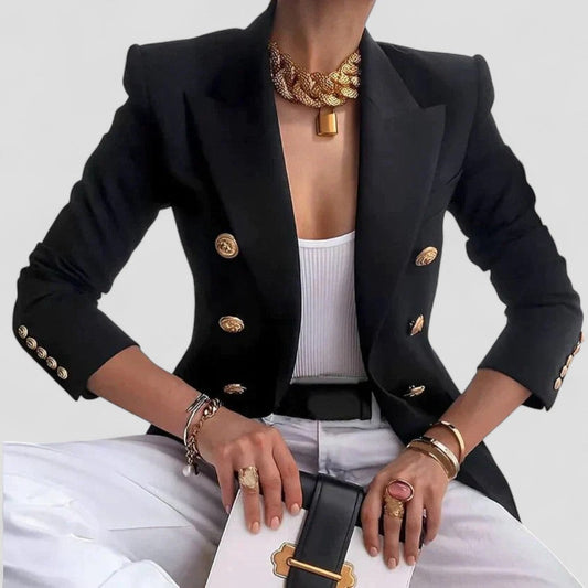 VogeLuxe | Women’s Elegant Double-Breasted Short Blazer