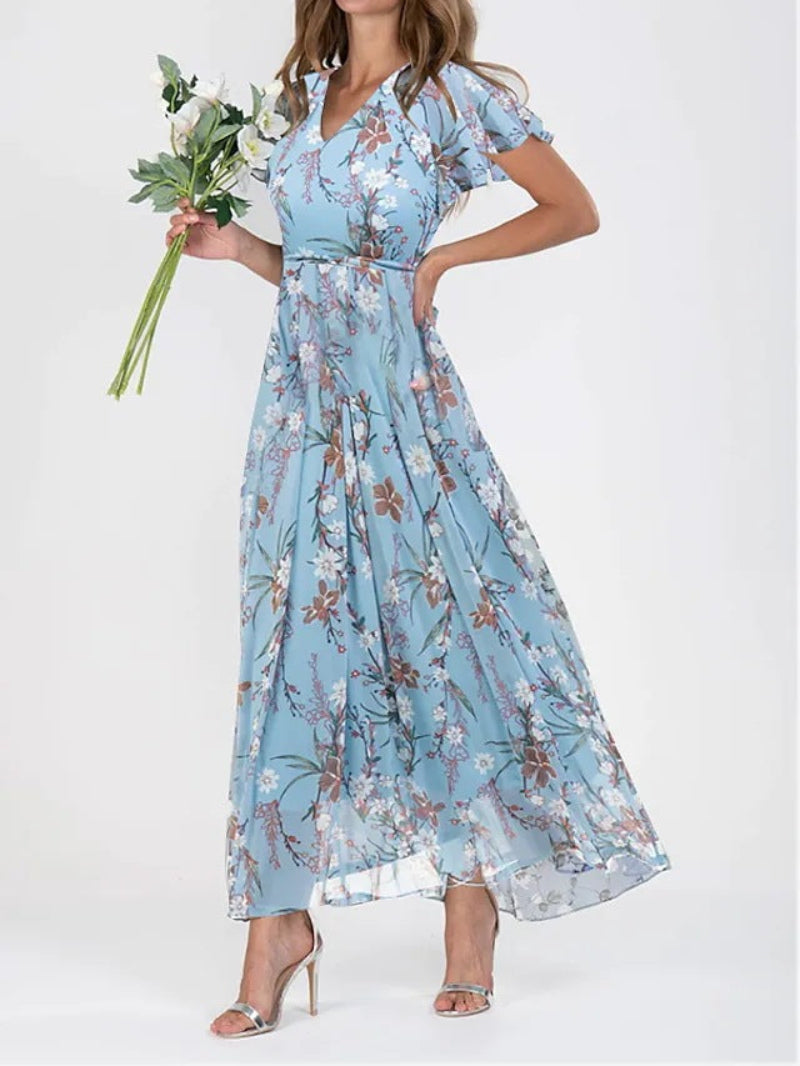 Ladies Flared Dress with Gathered Sleeves