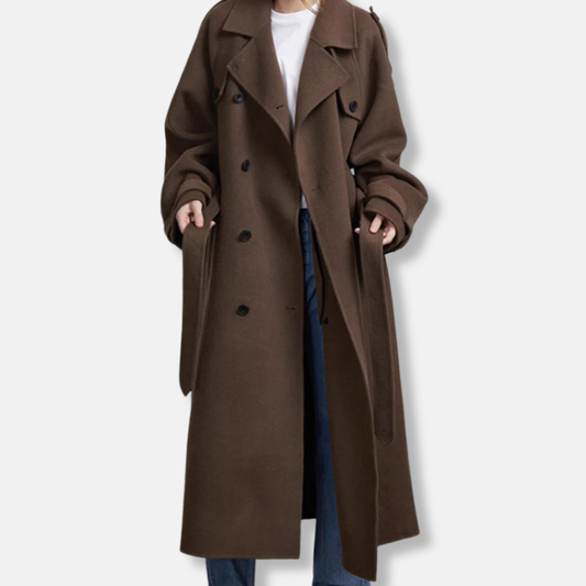 Women’s Trench Coat – Wool Blend – Oversized Fit – Double Breasted – Belted Style 0
