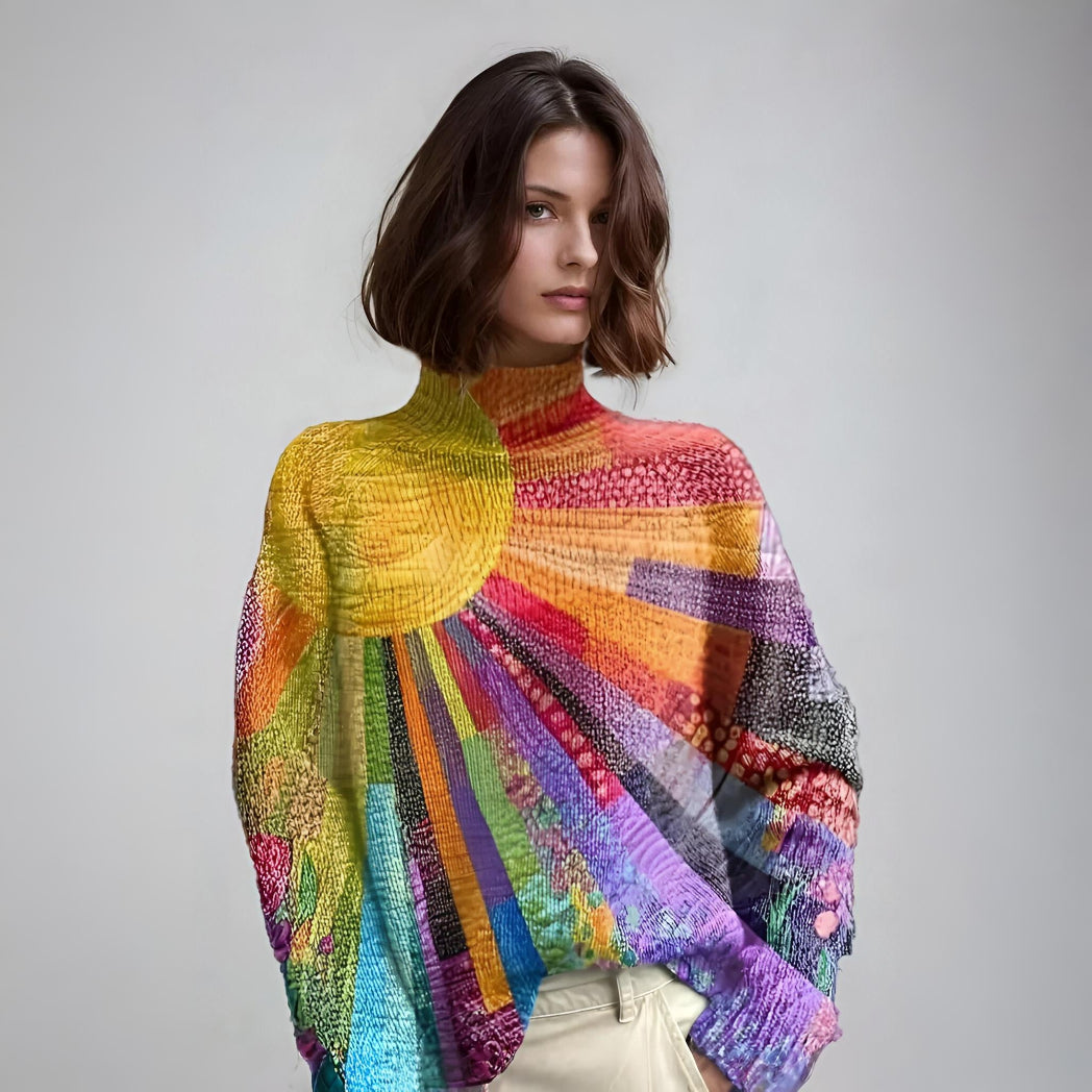 Women's Vibrant Crew Neck Knitted Sweater