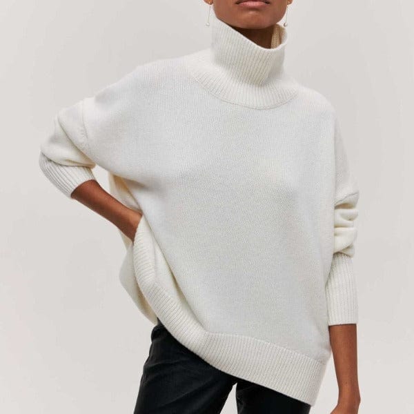 Women’s Turtleneck Sweater – Oversized, Elbow Sleeve, Ribbed Trims 5