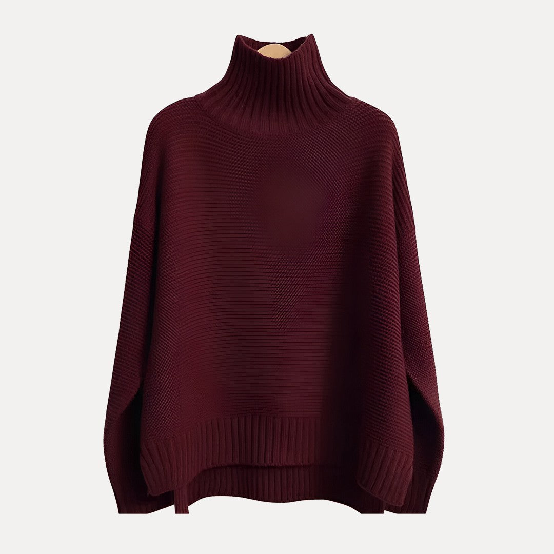 Women’s Turtleneck Sweater – Relaxed Fit with Side Slit Hem 2