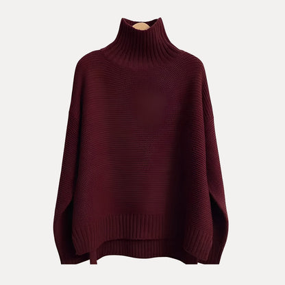Women’s Turtleneck Sweater – Relaxed Fit with Side Slit Hem 2