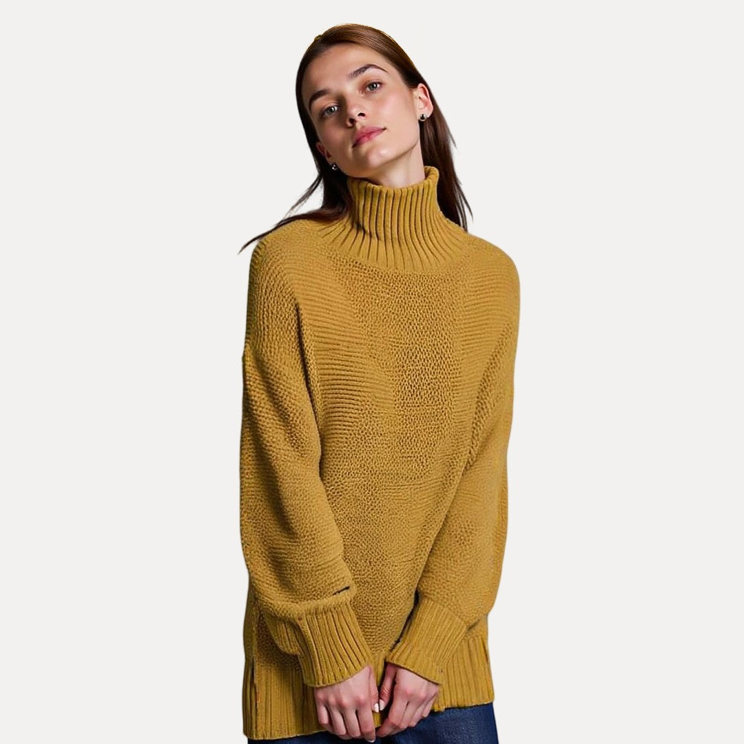 Women’s Turtleneck Sweater – Relaxed Fit with Side Slit Hem 4
