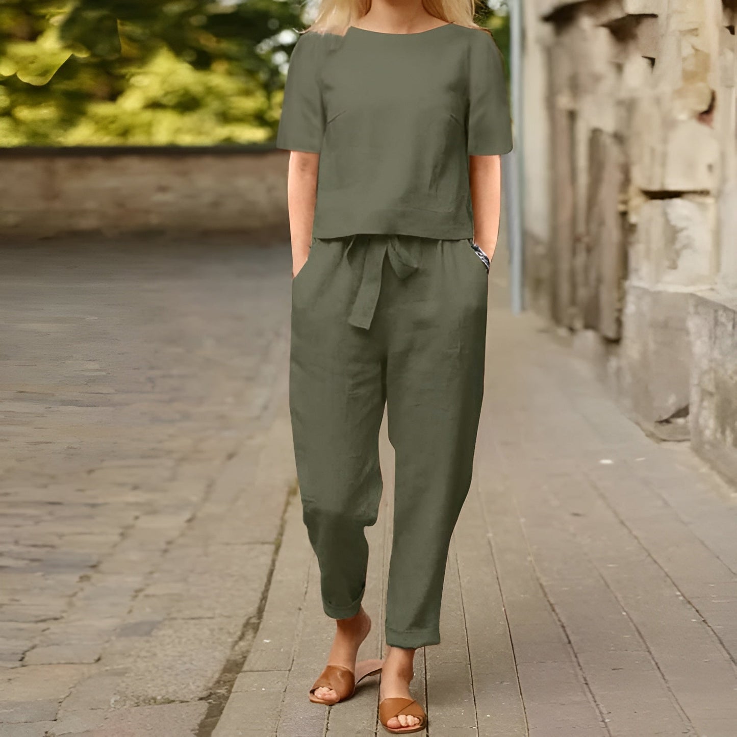 Ladies Summer Linen Pantsuit