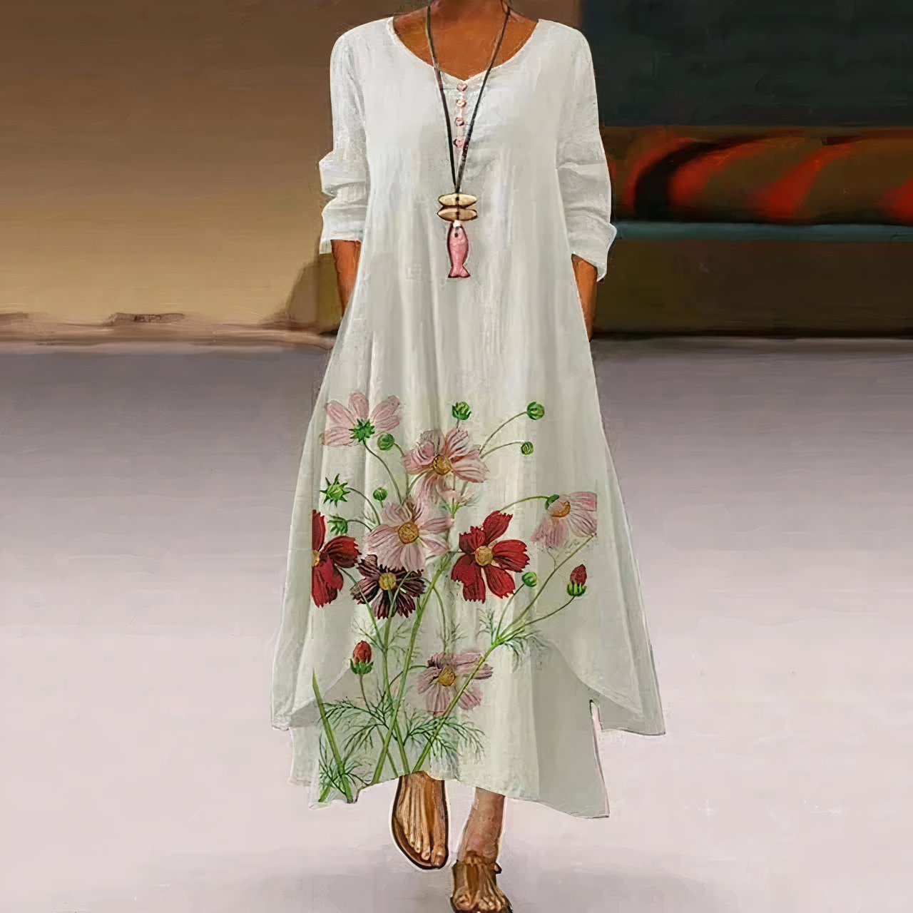 Ladies Floral Fit Dress - BritishElegance