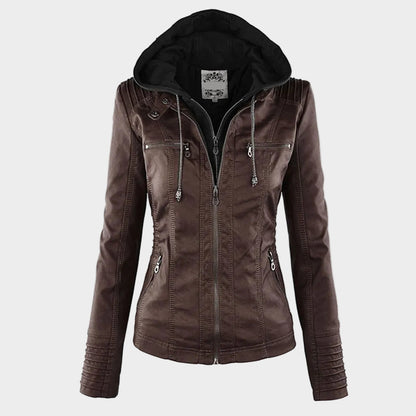 Ladies Black Water Resistant Biker Jacket