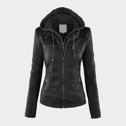 Ladies Black Water Resistant Biker Jacket