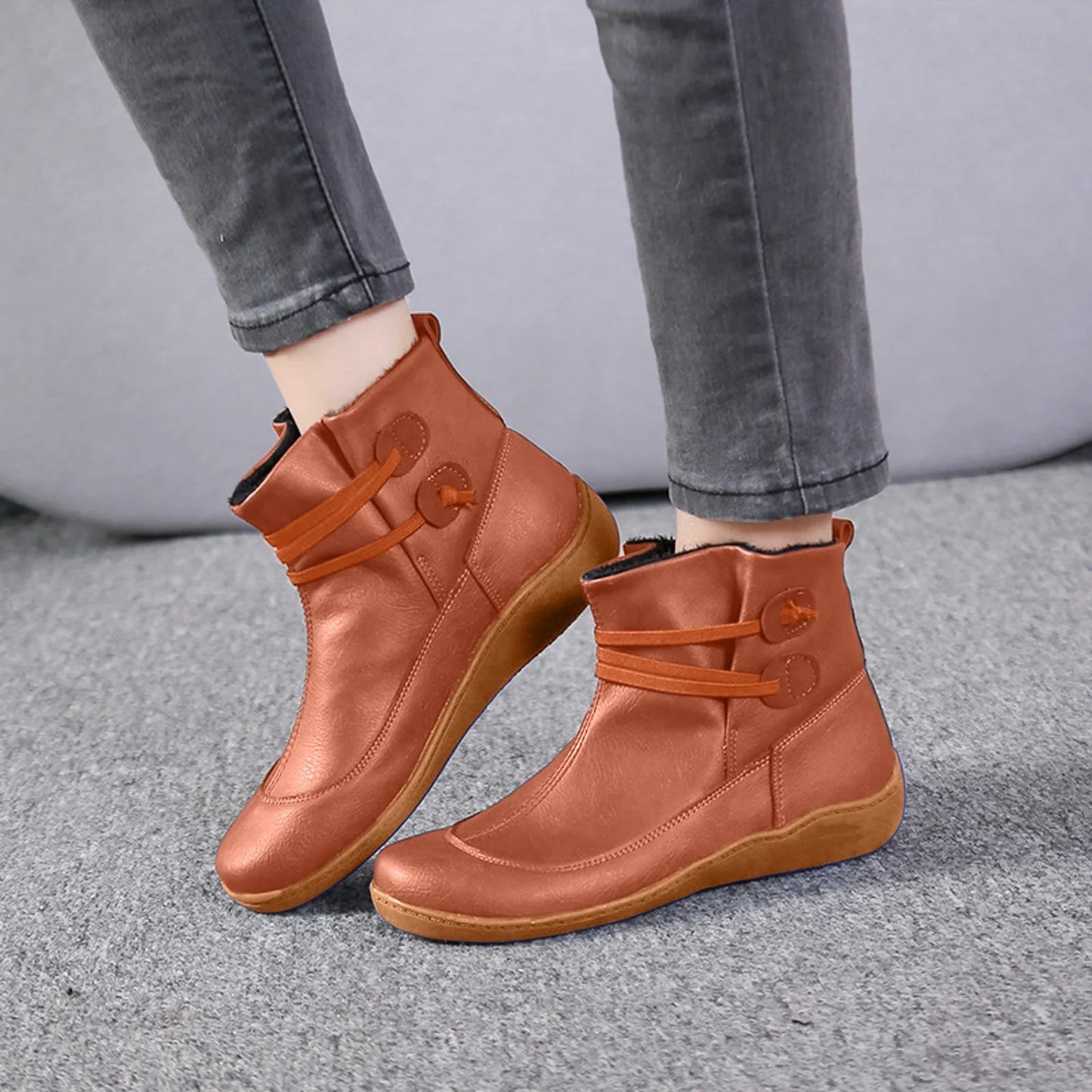 Insulated Water Resistant Leather Ankle Boots for Women